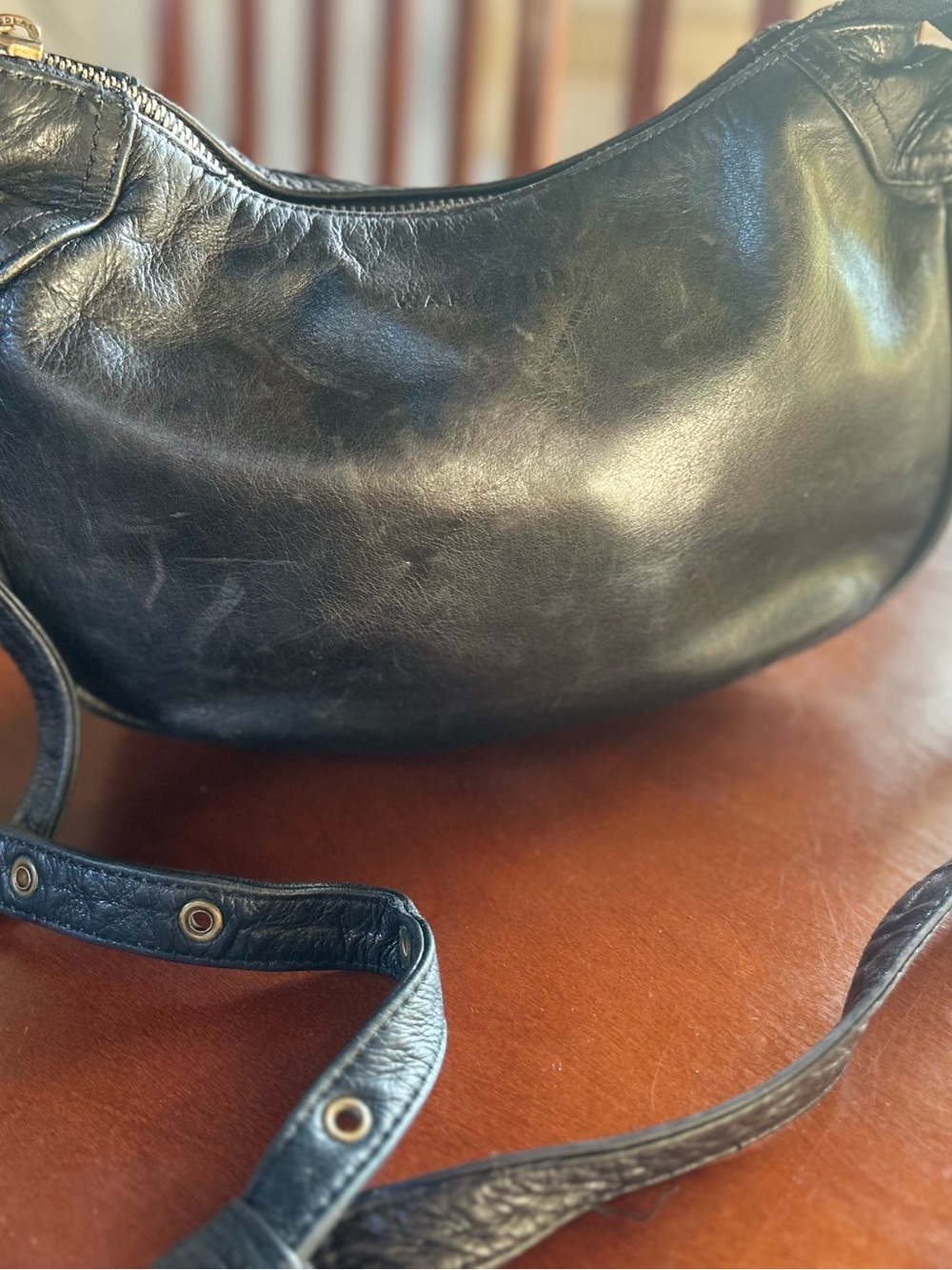 Classic Black Leather Crossbody Bag - Timeless Women's Shoulder